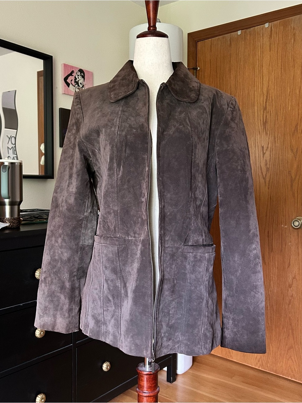 St. John's Bay Dark Brown Suede Zip Jacket